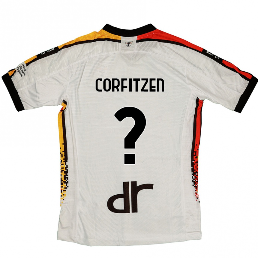 Kids Football Jeppe Corfitzen #0 White Black Away Jersey 2024/25 T-Shirt