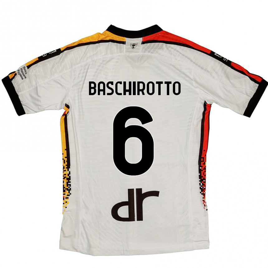 Kids Football Federico Baschirotto #6 White Black Away Jersey 2024/25 T-Shirt