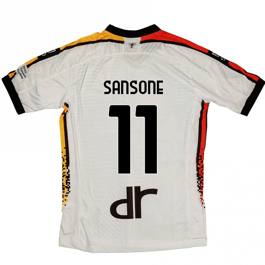 Kids Football Nicola Sansone #11 White Black Away Jersey 2024/25 T-Shirt