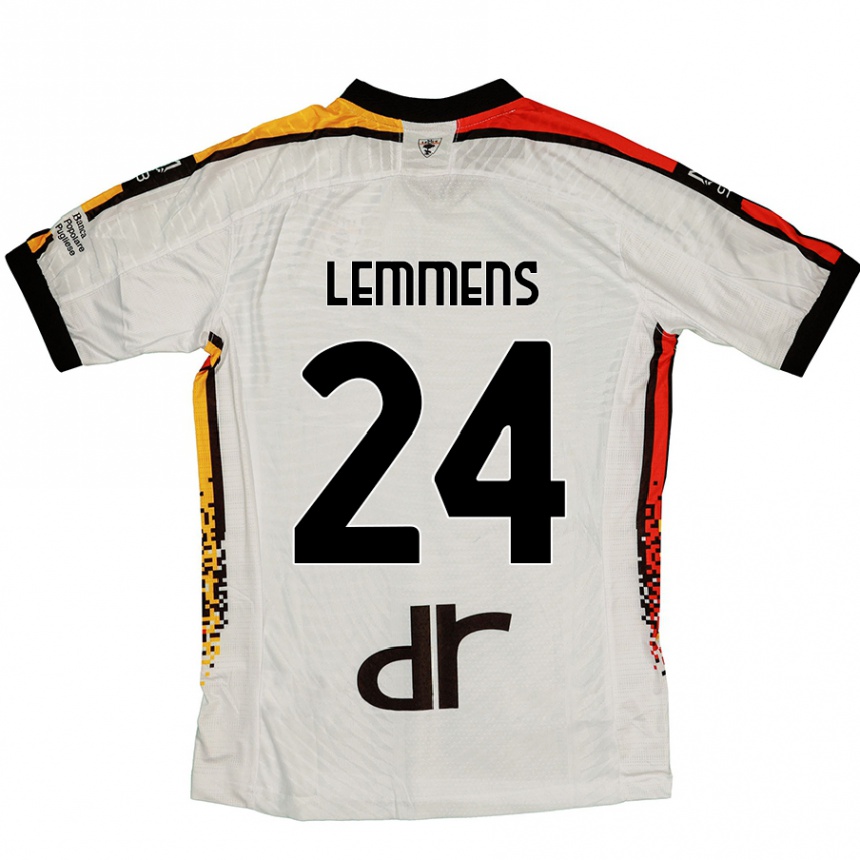 Kids Football Mats Lemmens #24 White Black Away Jersey 2024/25 T-Shirt