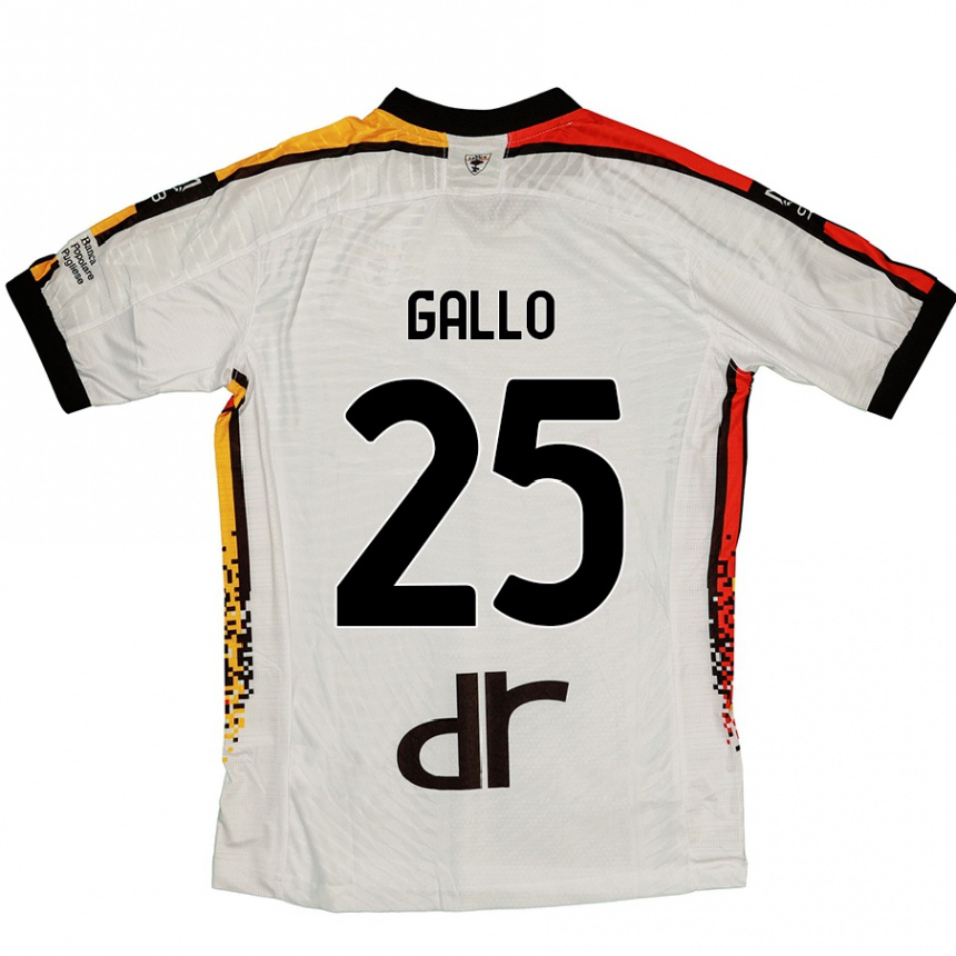 Kids Football Antonino Gallo #25 White Black Away Jersey 2024/25 T-Shirt