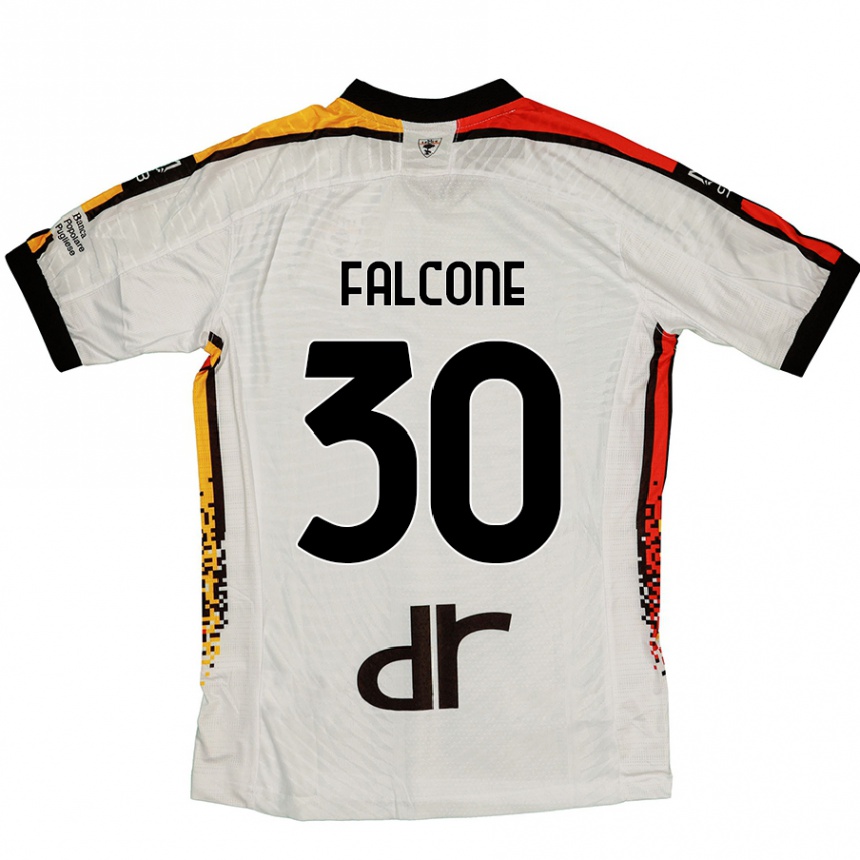 Kids Football Wladimiro Falcone #30 White Black Away Jersey 2024/25 T-Shirt