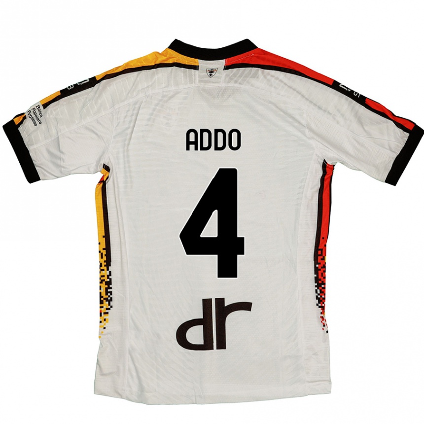 Kids Football Vernon Addo #4 White Black Away Jersey 2024/25 T-Shirt