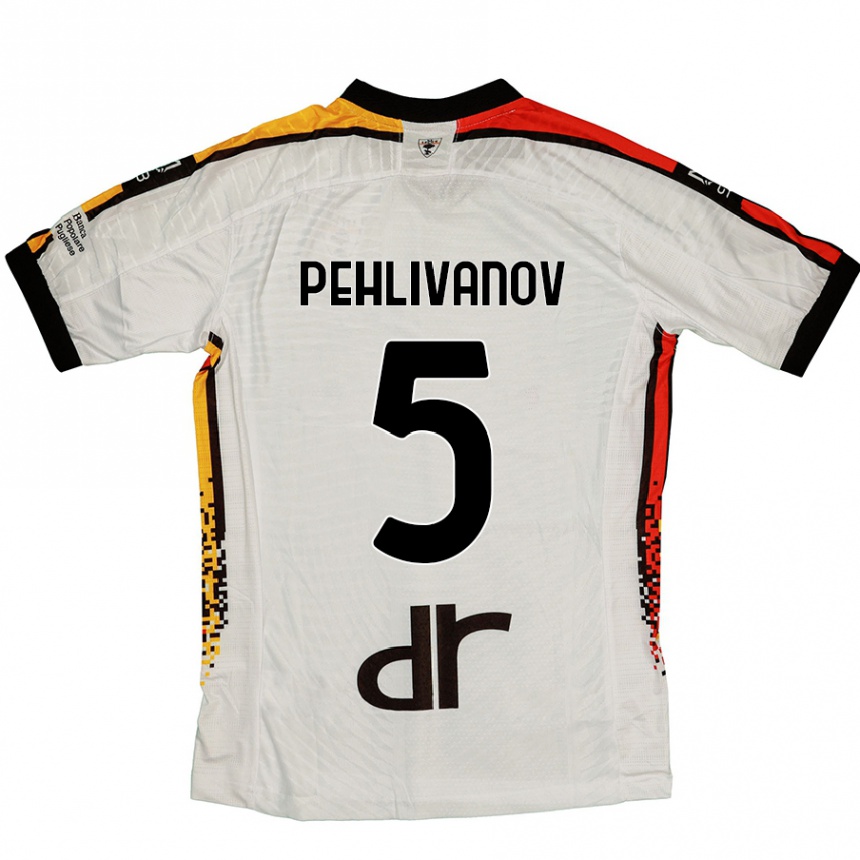 Kids Football Cristian Pehlivanov #5 White Black Away Jersey 2024/25 T-Shirt