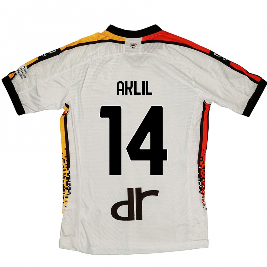 Kids Football Lino Aklil #14 White Black Away Jersey 2024/25 T-Shirt