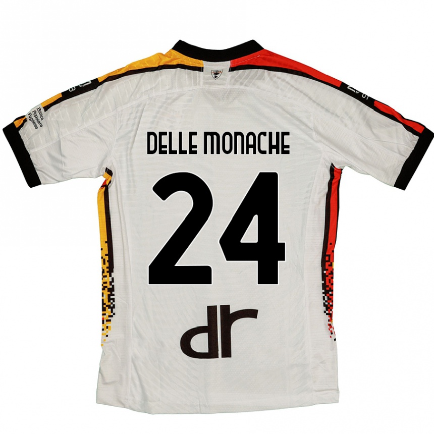 Kids Football Marco Delle Monache #24 White Black Away Jersey 2024/25 T-Shirt