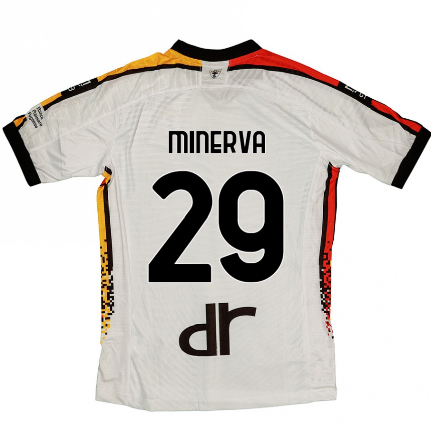 Kids Football Francesco Minerva #29 White Black Away Jersey 2024/25 T-Shirt