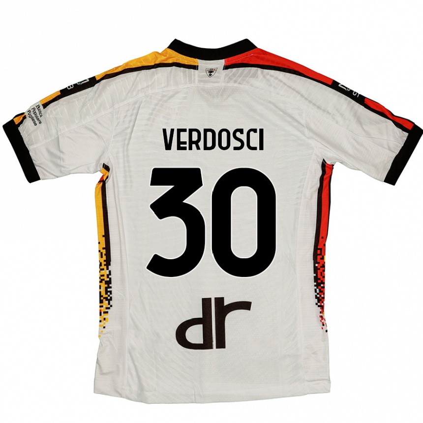 Kids Football Simone Verdosci #30 White Black Away Jersey 2024/25 T-Shirt