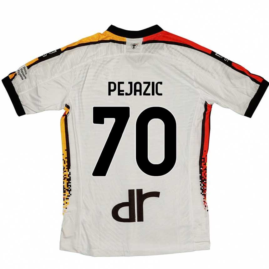 Kids Football Mario Pejazic #70 White Black Away Jersey 2024/25 T-Shirt