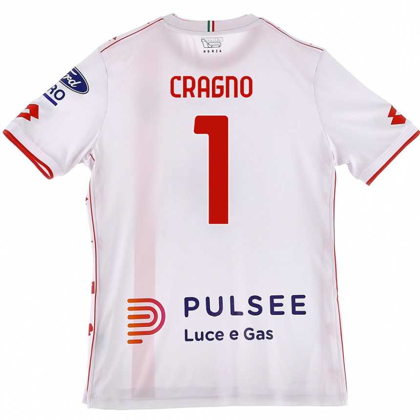 Kids Football Alessio Cragno #1 White Red Away Jersey 2024/25 T-Shirt