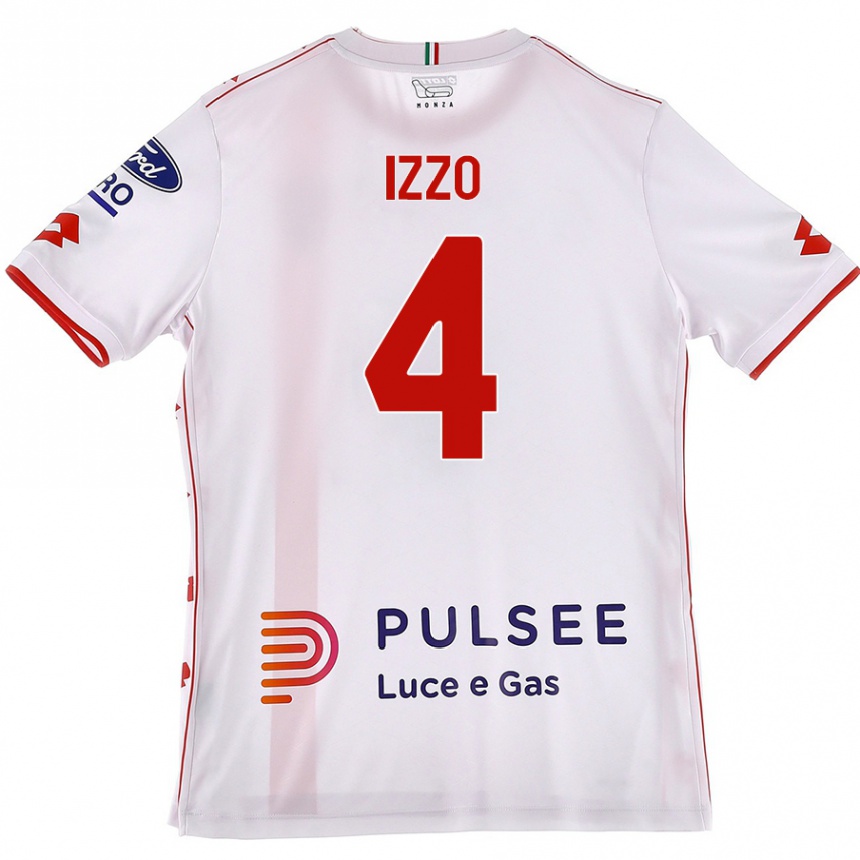 Kids Football Armando Izzo #4 White Red Away Jersey 2024/25 T-Shirt