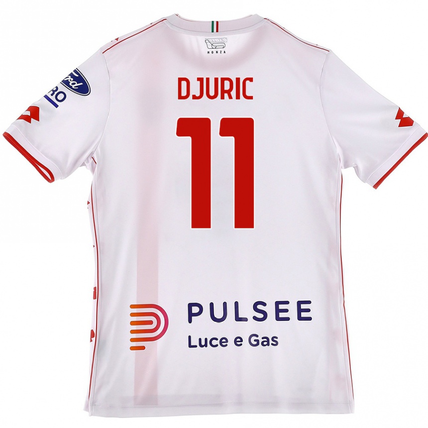 Kids Football Milan Djuric #11 White Red Away Jersey 2024/25 T-Shirt