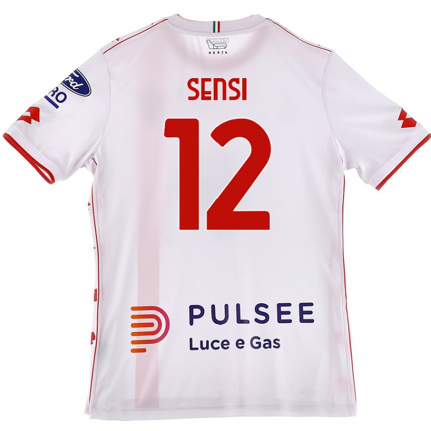 Kids Football Stefano Sensi #12 White Red Away Jersey 2024/25 T-Shirt