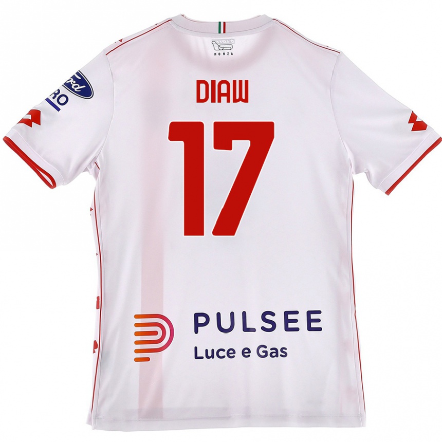 Kids Football Davide Diaw #17 White Red Away Jersey 2024/25 T-Shirt