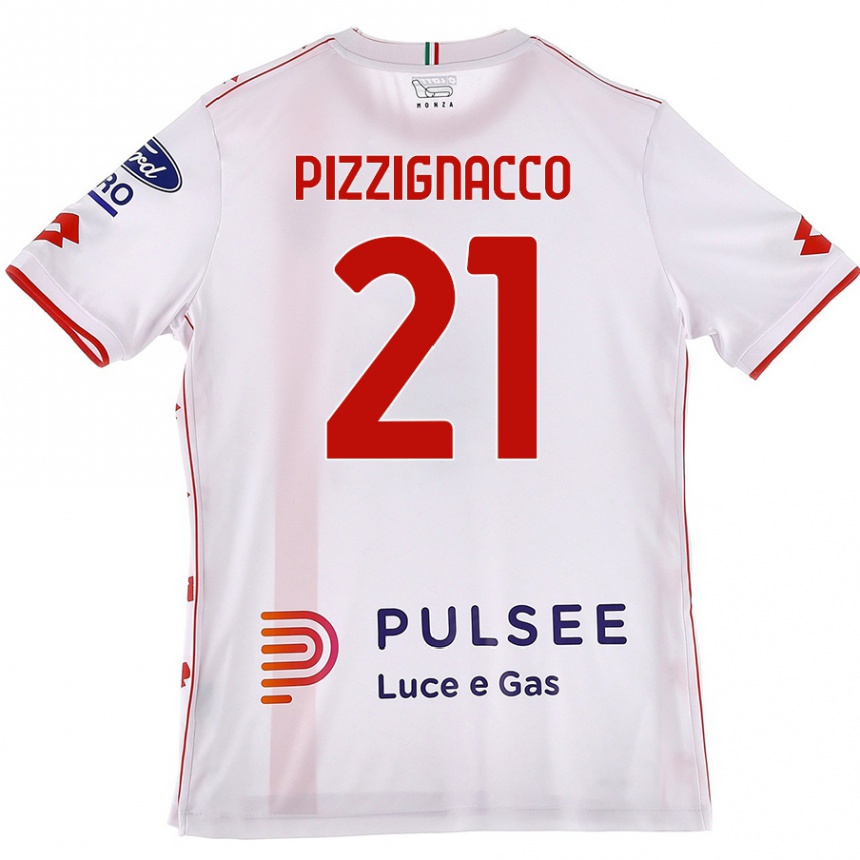 Kids Football Semuel Pizzignacco #21 White Red Away Jersey 2024/25 T-Shirt