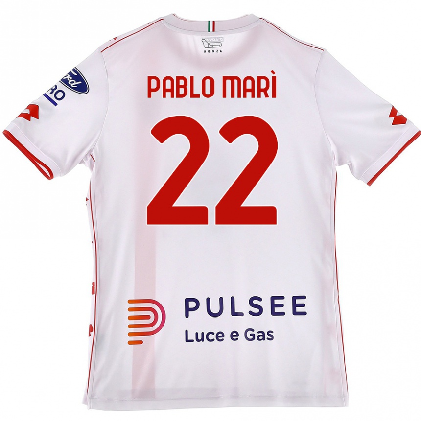 Kids Football Pablo Marí #22 White Red Away Jersey 2024/25 T-Shirt