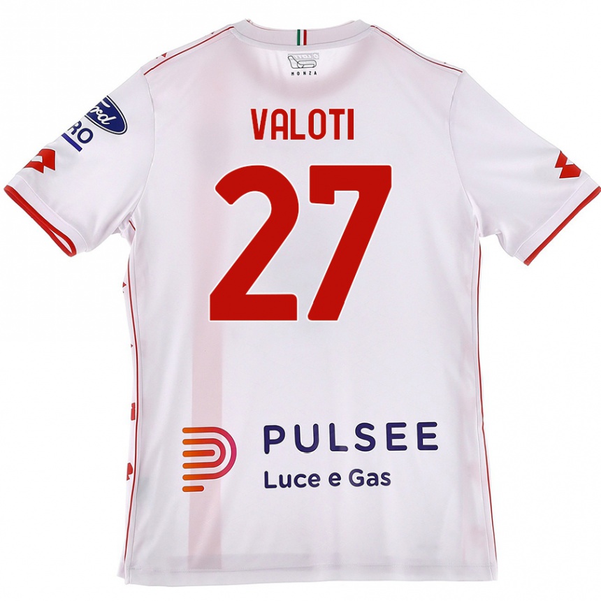 Kids Football Mattia Valoti #27 White Red Away Jersey 2024/25 T-Shirt