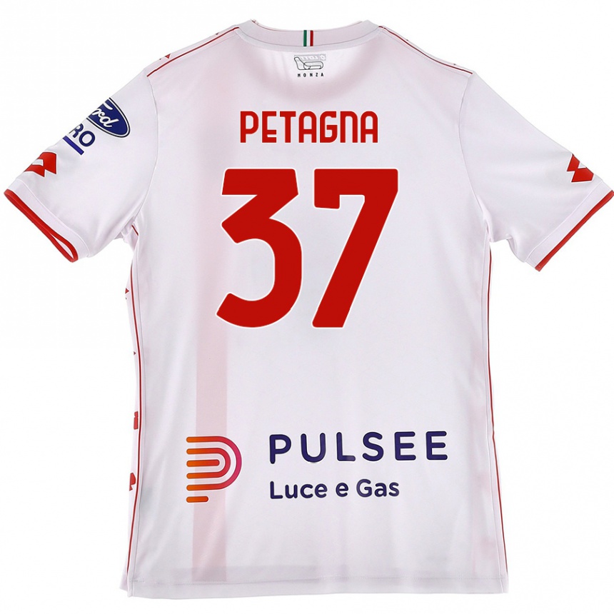 Kids Football Andrea Petagna #37 White Red Away Jersey 2024/25 T-Shirt