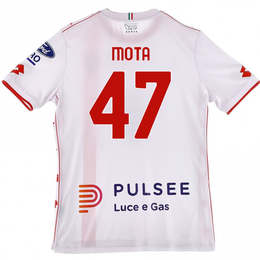 Kids Football Dany Mota #47 White Red Away Jersey 2024/25 T-Shirt