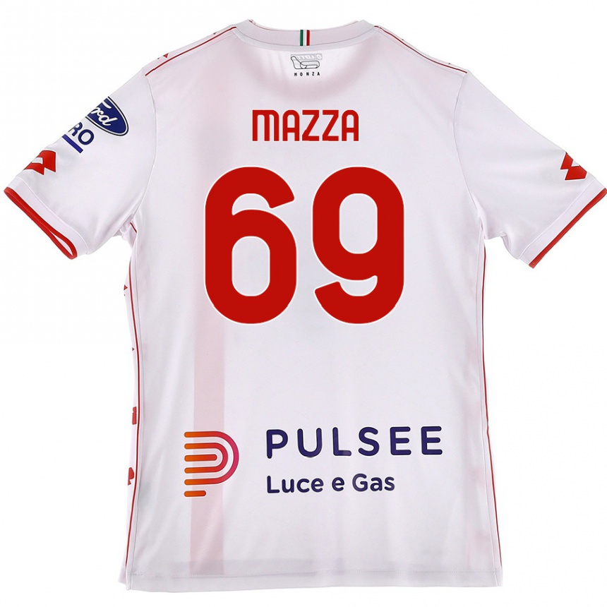 Kids Football Andrea Mazza #69 White Red Away Jersey 2024/25 T-Shirt