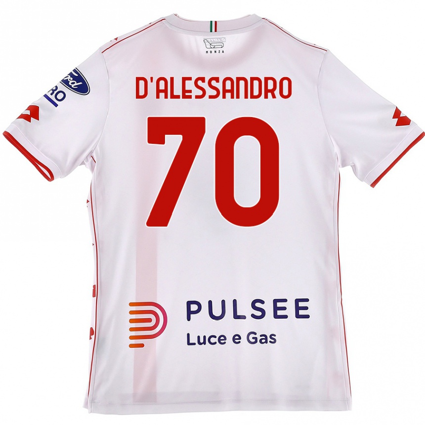 Kids Football Marco D'alessandro #70 White Red Away Jersey 2024/25 T-Shirt