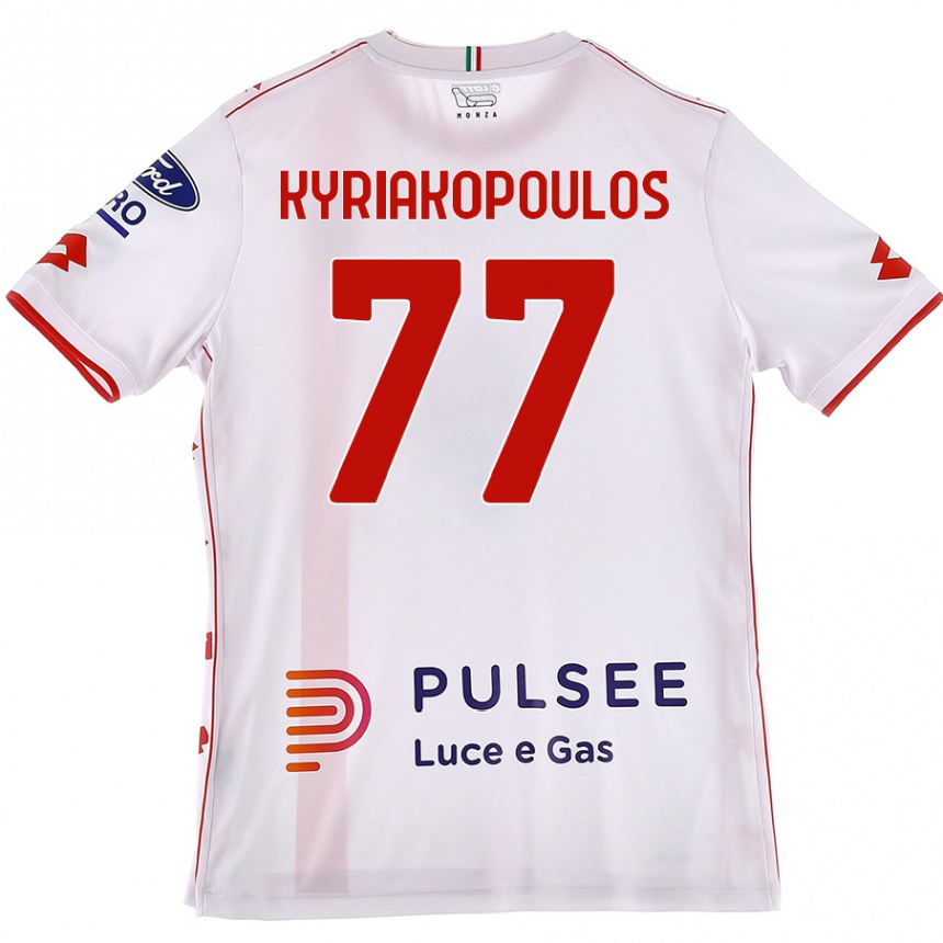 Kids Football Georgios Kyriakopoulos #77 White Red Away Jersey 2024/25 T-Shirt