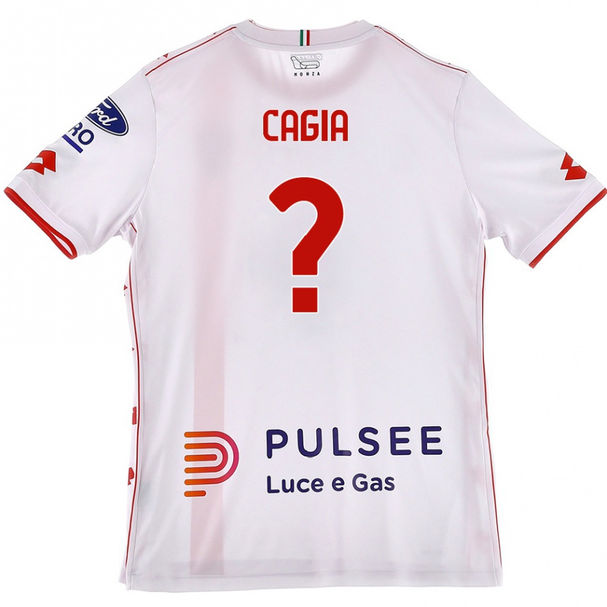 Kids Football Gabriele Cagia #0 White Red Away Jersey 2024/25 T-Shirt