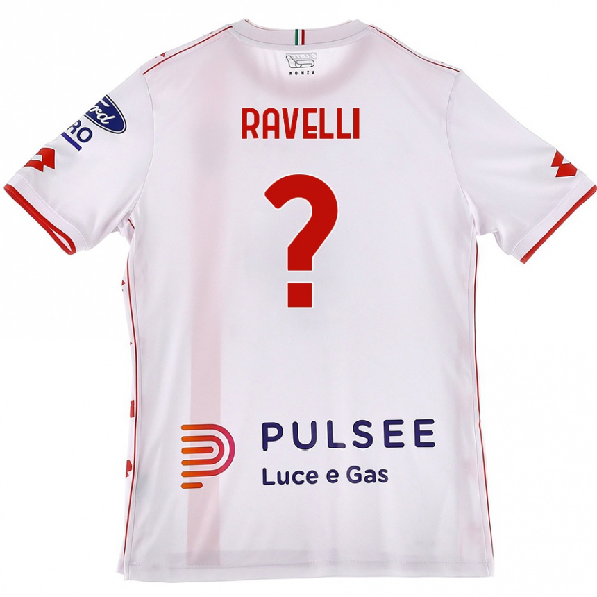 Kids Football Etienne Ravelli #0 White Red Away Jersey 2024/25 T-Shirt