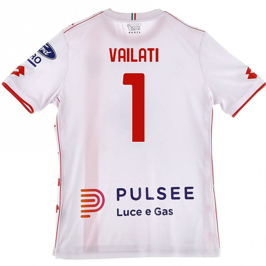 Kids Football Andrea Vailati #1 White Red Away Jersey 2024/25 T-Shirt