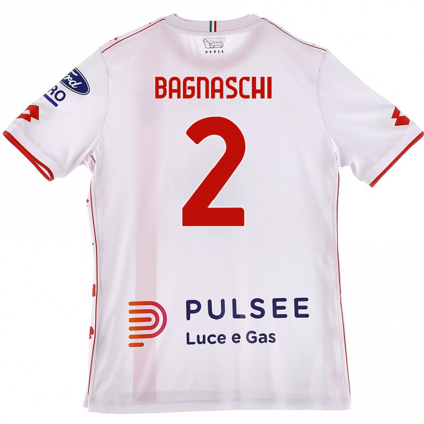 Kids Football Alessandro Bagnaschi #2 White Red Away Jersey 2024/25 T-Shirt