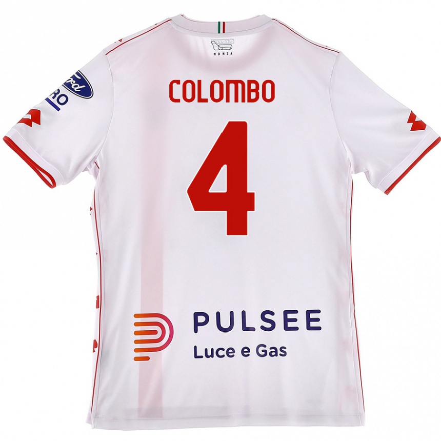 Kids Football Leonardo Colombo #4 White Red Away Jersey 2024/25 T-Shirt