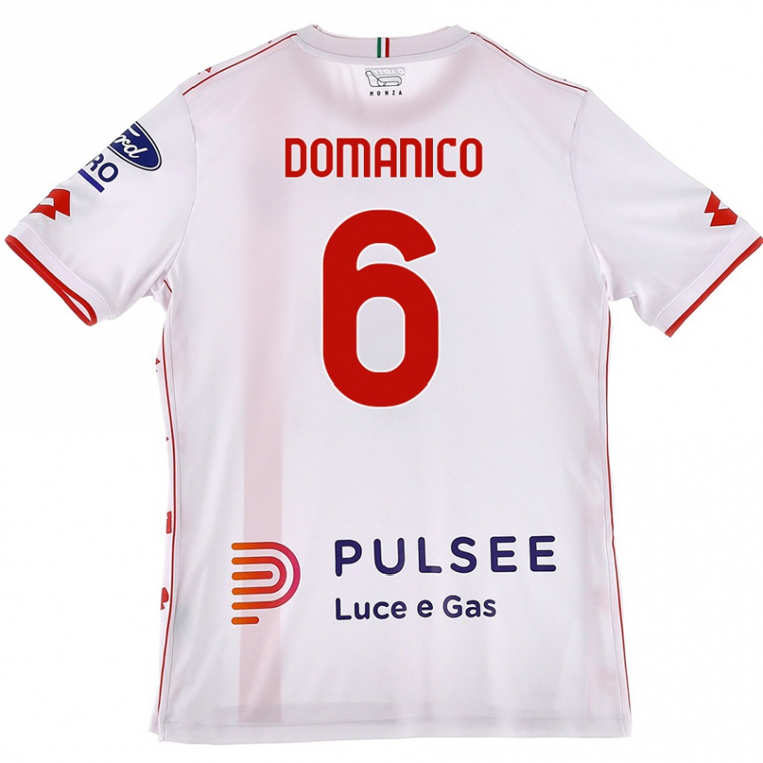 Kids Football Saverio Domanico #6 White Red Away Jersey 2024/25 T-Shirt