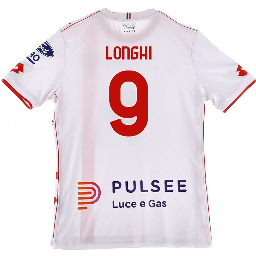 Kids Football Jordan Longhi #9 White Red Away Jersey 2024/25 T-Shirt