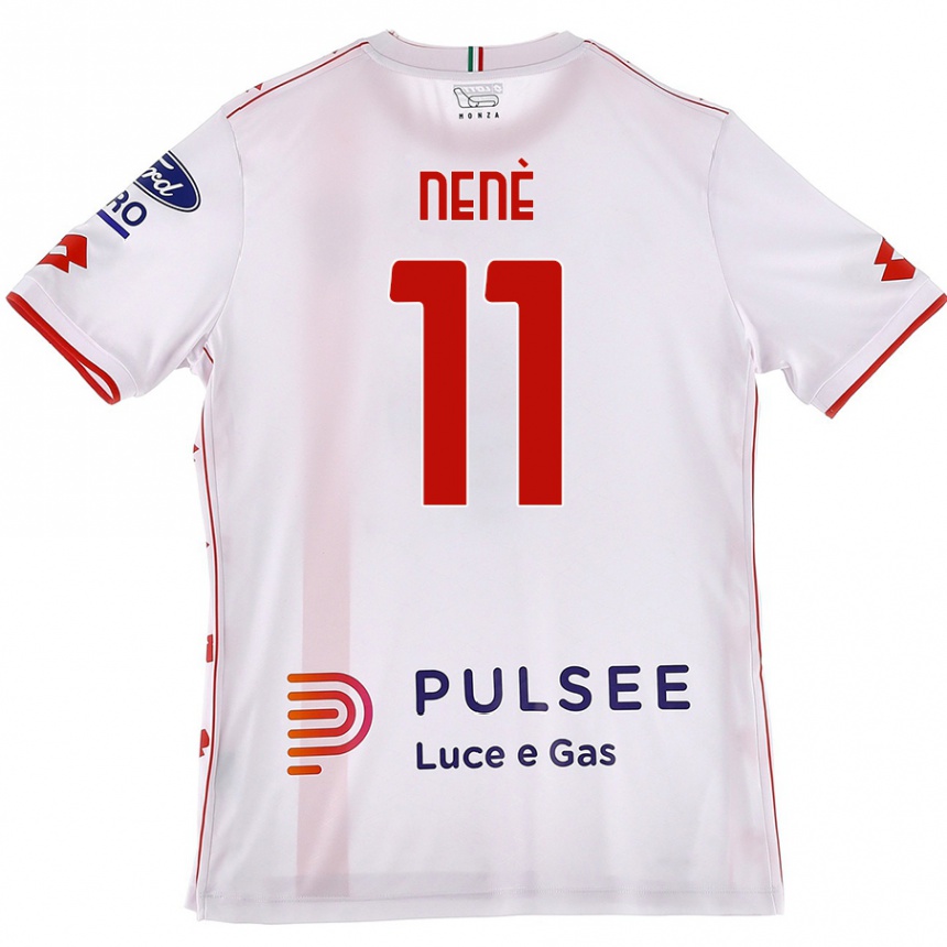 Kids Football Stephen Nenè #11 White Red Away Jersey 2024/25 T-Shirt