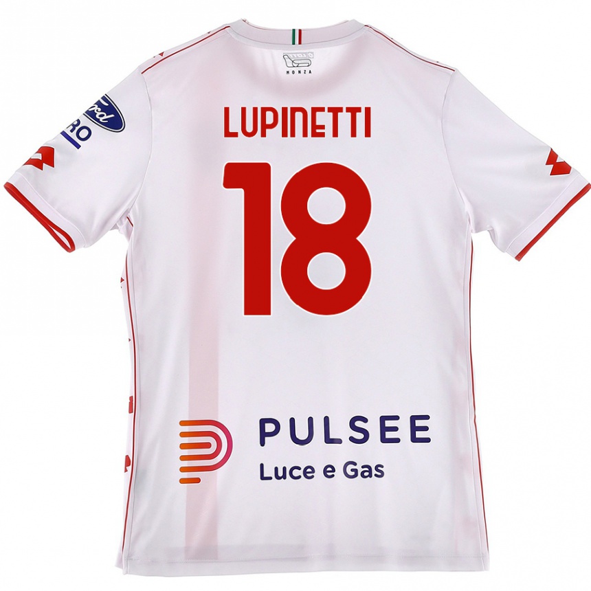 Kids Football Tommaso Lupinetti #18 White Red Away Jersey 2024/25 T-Shirt