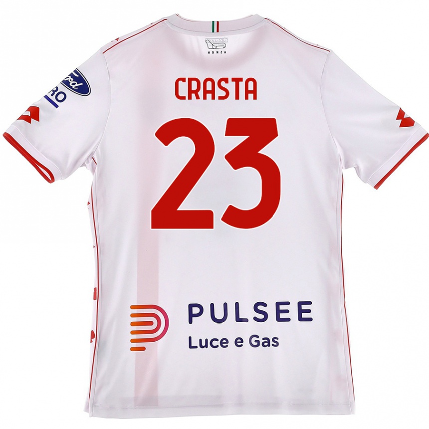 Kids Football Mario Crasta #23 White Red Away Jersey 2024/25 T-Shirt