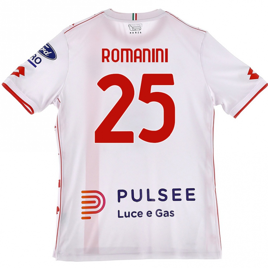 Kids Football Andrea Romanini #25 White Red Away Jersey 2024/25 T-Shirt