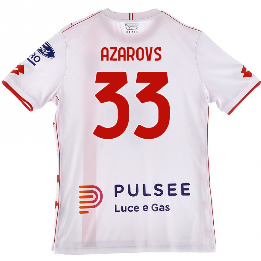 Kids Football Timurs Azarovs #33 White Red Away Jersey 2024/25 T-Shirt