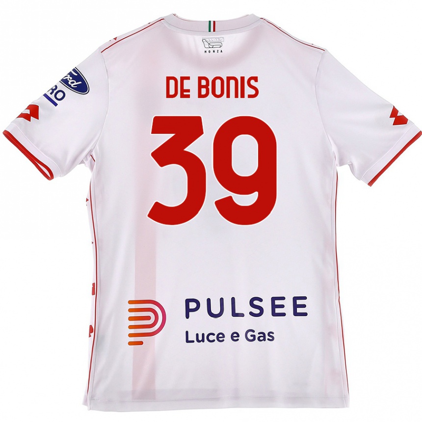 Kids Football Andrea De Bonis #39 White Red Away Jersey 2024/25 T-Shirt