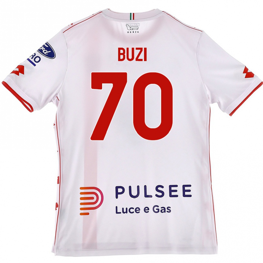 Kids Football Luis Buzi #70 White Red Away Jersey 2024/25 T-Shirt