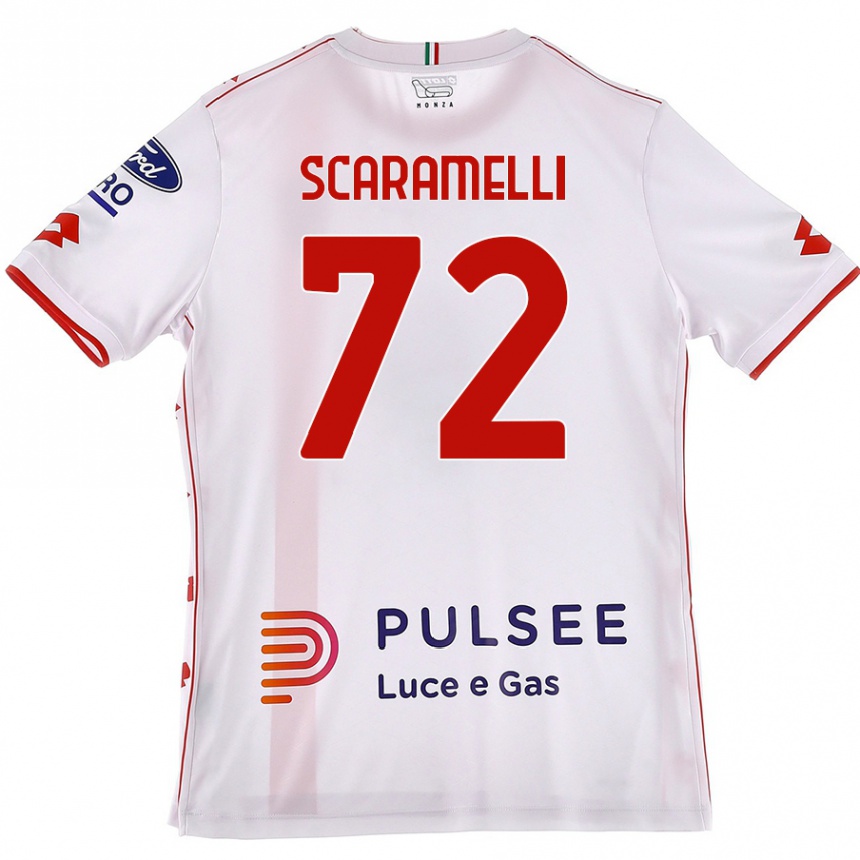 Kids Football Endris Scaramelli #72 White Red Away Jersey 2024/25 T-Shirt