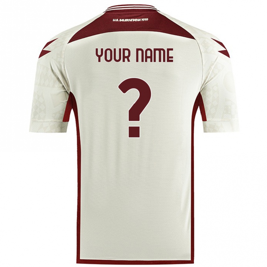 Kids Football Your Name #0 Cream Color Away Jersey 2024/25 T-Shirt