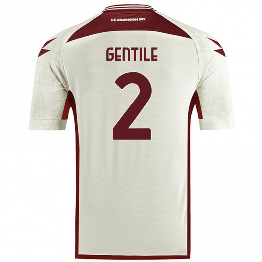 Kids Football Davide Gentile #2 Cream Color Away Jersey 2024/25 T-Shirt