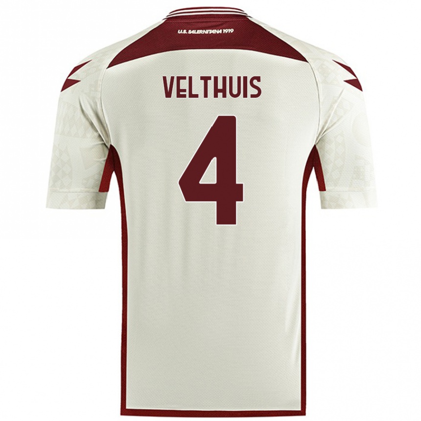 Kids Football Tijs Velthuis #4 Cream Color Away Jersey 2024/25 T-Shirt