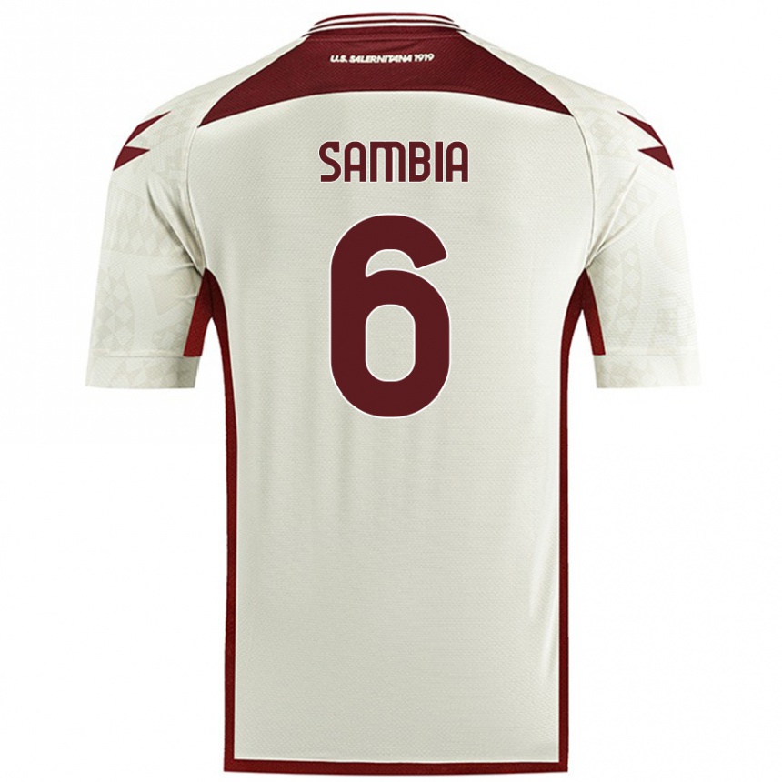 Kids Football Junior Sambia #6 Cream Color Away Jersey 2024/25 T-Shirt