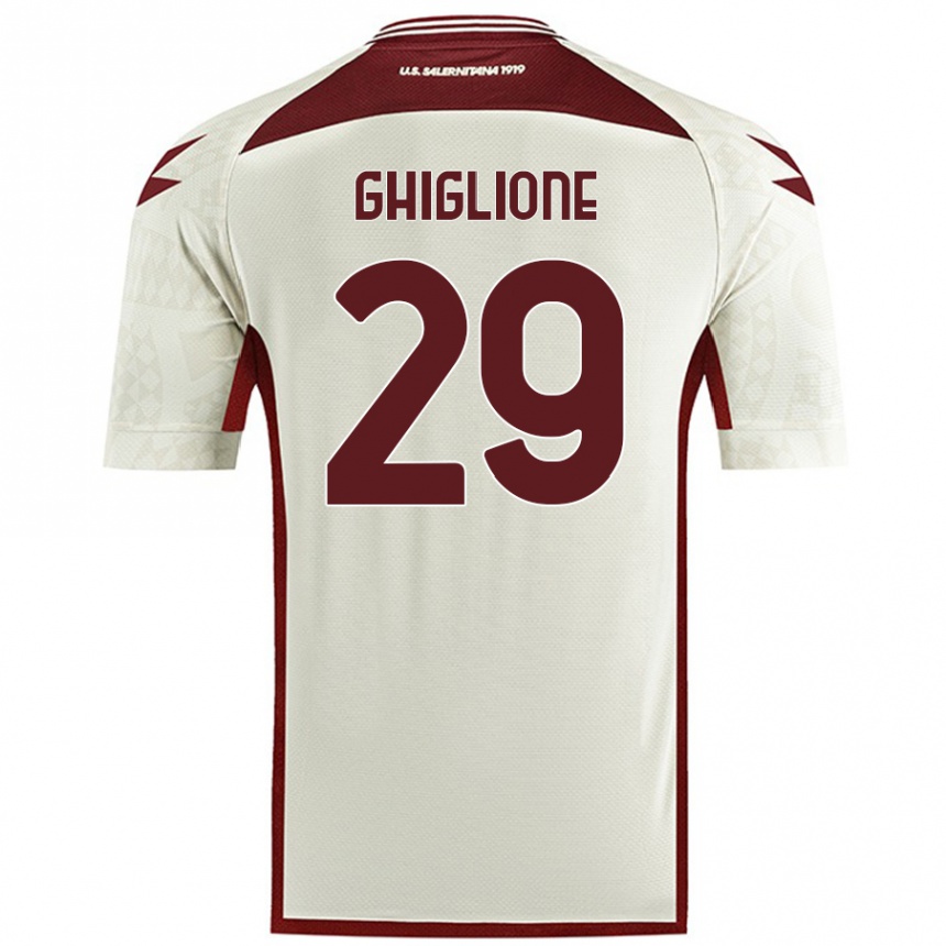 Kids Football Paolo Ghiglione #29 Cream Color Away Jersey 2024/25 T-Shirt