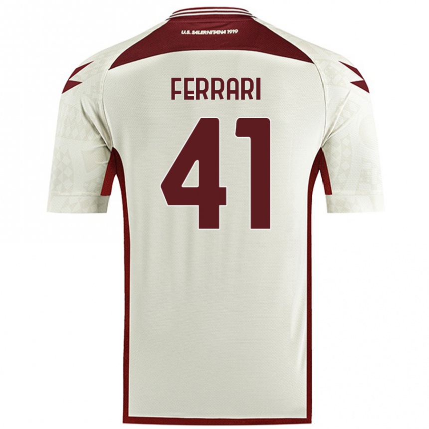 Kids Football Tommaso Ferrari #41 Cream Color Away Jersey 2024/25 T-Shirt