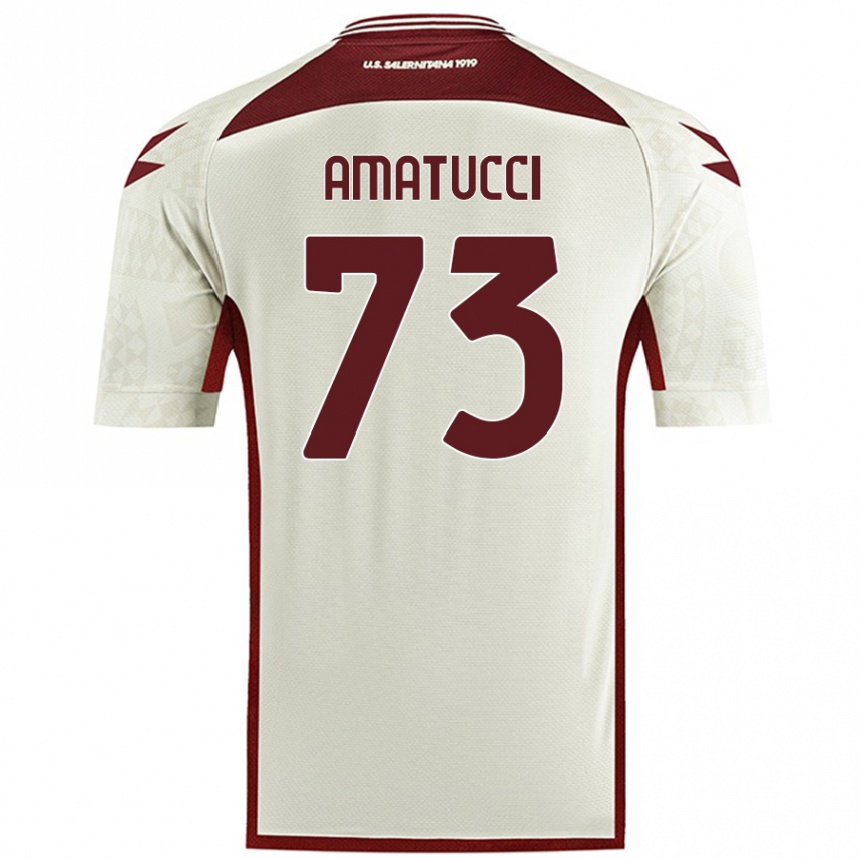 Kids Football Lorenzo Amatucci #73 Cream Color Away Jersey 2024/25 T-Shirt