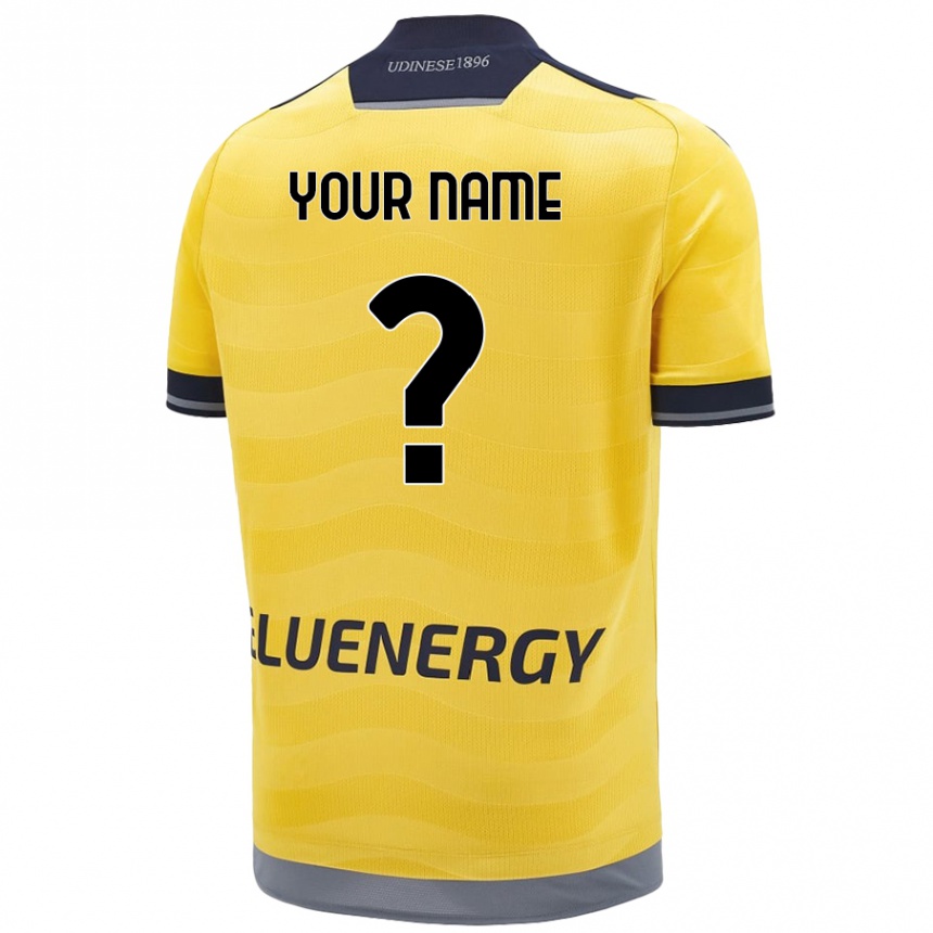 Kids Football Your Name #0 Golden Away Jersey 2024/25 T-Shirt