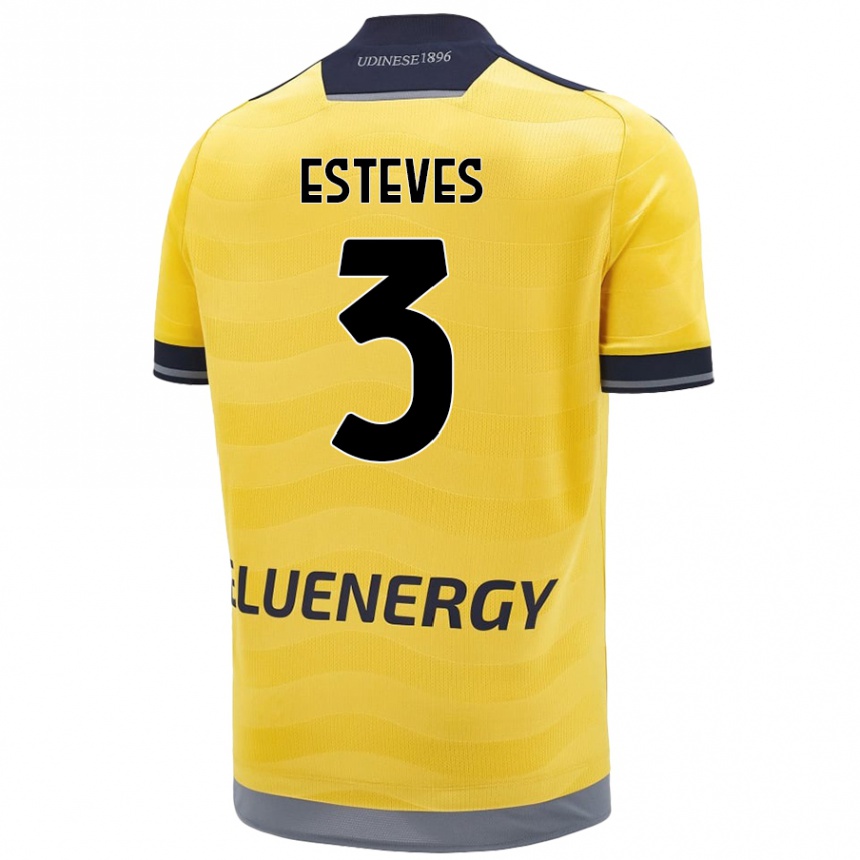 Kids Football Gonçalo Esteves #3 Golden Away Jersey 2024/25 T-Shirt